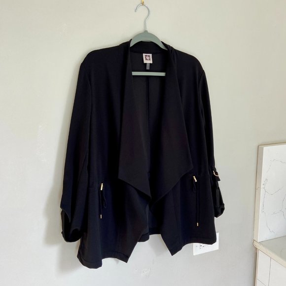 Anne Klein Relaxed Fit Black Blazer [L] - Picture 2 of 7